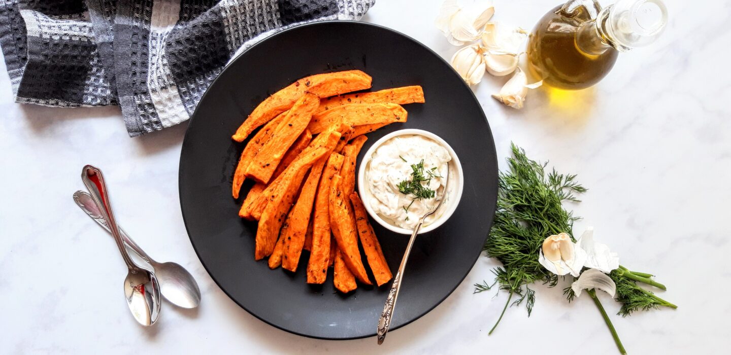Crispy Sweet Potato Fries with Zesty Yogurt Dip - A Summer Delight! 3 Crispy Sweet Potato Fries with Zesty Yogurt Dip