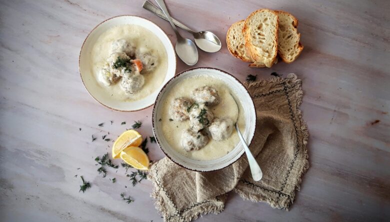 Traditional Greek Yuvarlakia Avgolemono (Egg-Lemon Sauce)