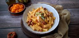 Creamy Rigatoni with Pumpkin and Chicken Sausage Pasta Recipe