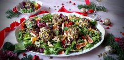 Christmas Green Salad with Colorful Cheese Balls Recipe