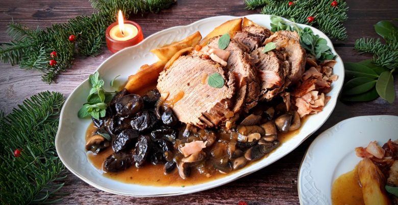 Festive Beef with Plums and Mushrooms Recipe