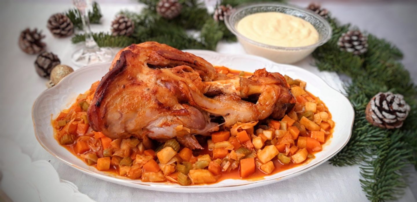 Braised Pork Shanks Recipe with Vegetables and Celeriac Puree 4 Braised Pork Shanks Recipe with Vegetables and Celeriac Puree