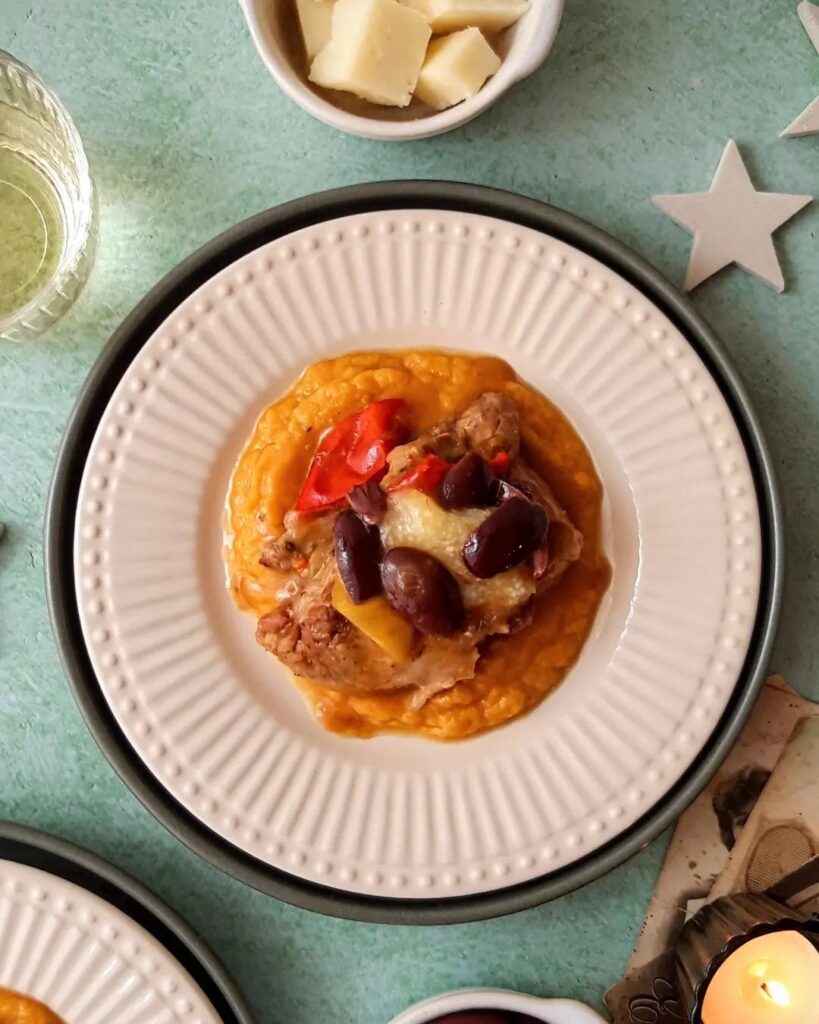 Mediterranean Pork with Olives and Sweet Potato Mash: A Festive Delight! 1 Pork with Olives and Sweet Potato Mash