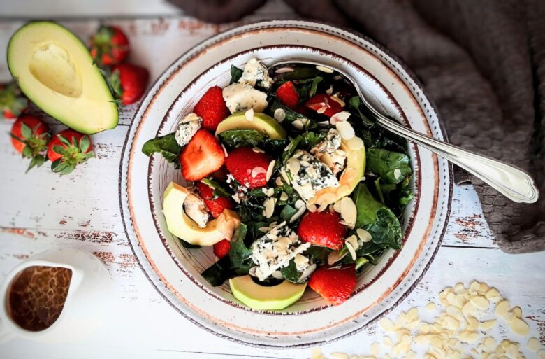 Refreshing Strawberry Avocado Spinach Salad with Blue Cheese Recipe