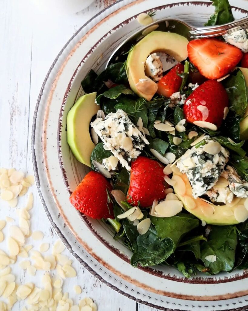 Strawberry Avocado Spinach Salad with Blue Cheese Recipe