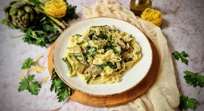 Tagliatelle with Artichokes and Asparagus Recipe