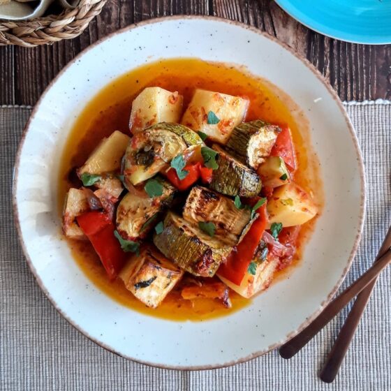 Traditional Briam - Greek Mixed Roasted Vegetables in the Oven Recipe