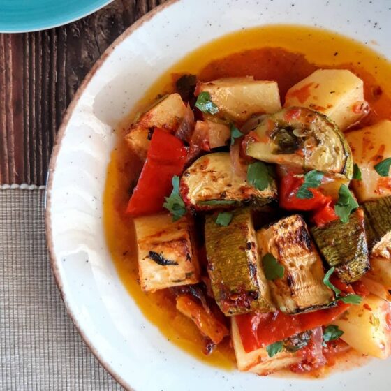 Traditional Briam - Greek Mixed Roasted Vegetables in the Oven Recipe